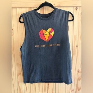 ZYIA Black Tank with Geometric Heart Graphic